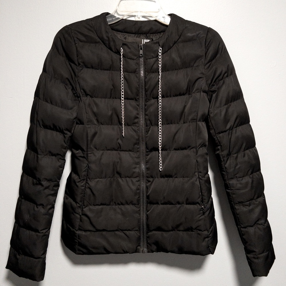 Love Moschino Black Chained Puffer Jacket Size 2